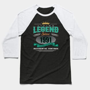 Birthday - Living Legend Since 1991 Baseball T-Shirt